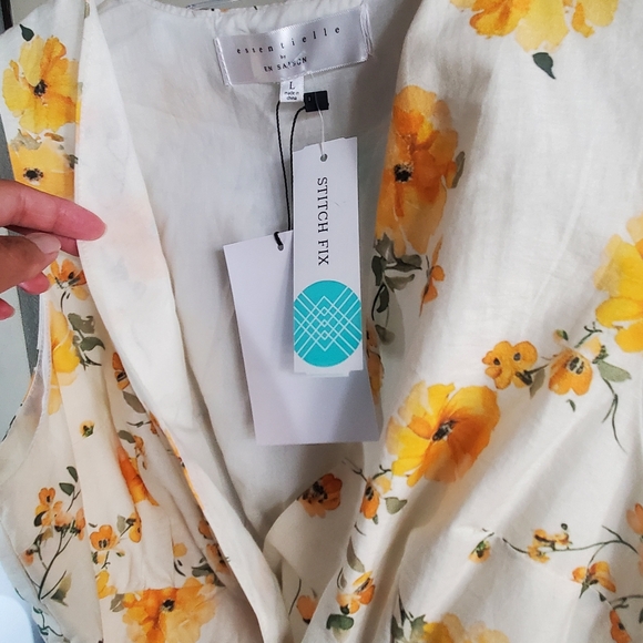 Essentielle En Saison Pia Floral Sleeveless Peplum Top Cotton Blend Large - Picture 3 of 9